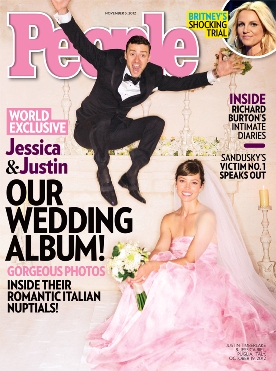 Jessica Biel's Pink Wedding Dress