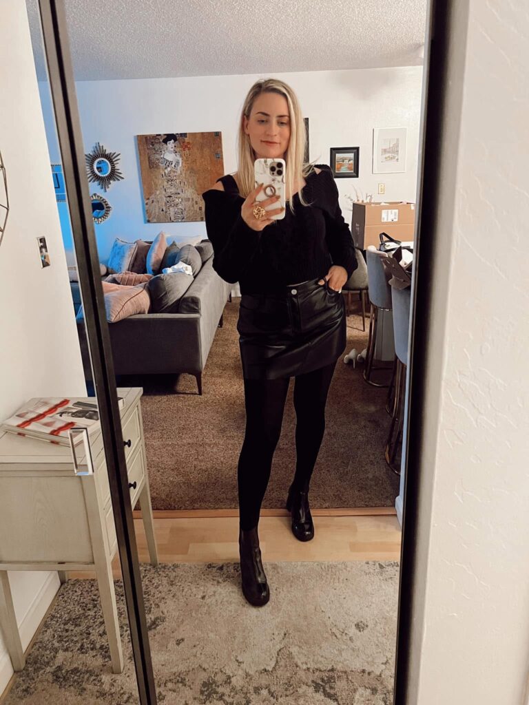 black leather skirt