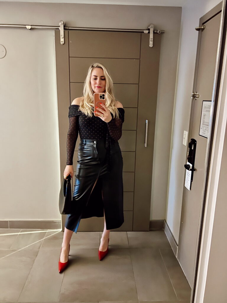 Black Leather Skirt for a Night Out