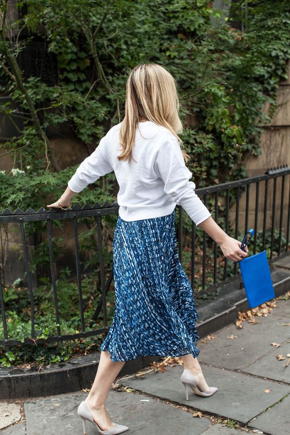skirt and sweater outfit for fall or spring