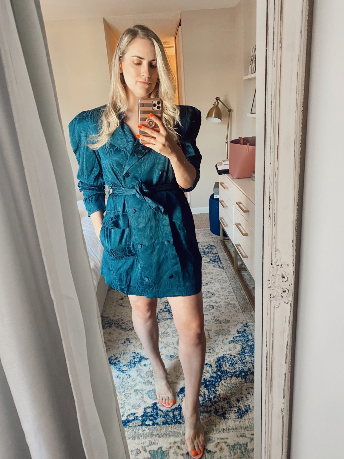 belted blazer dress (Grey/black)