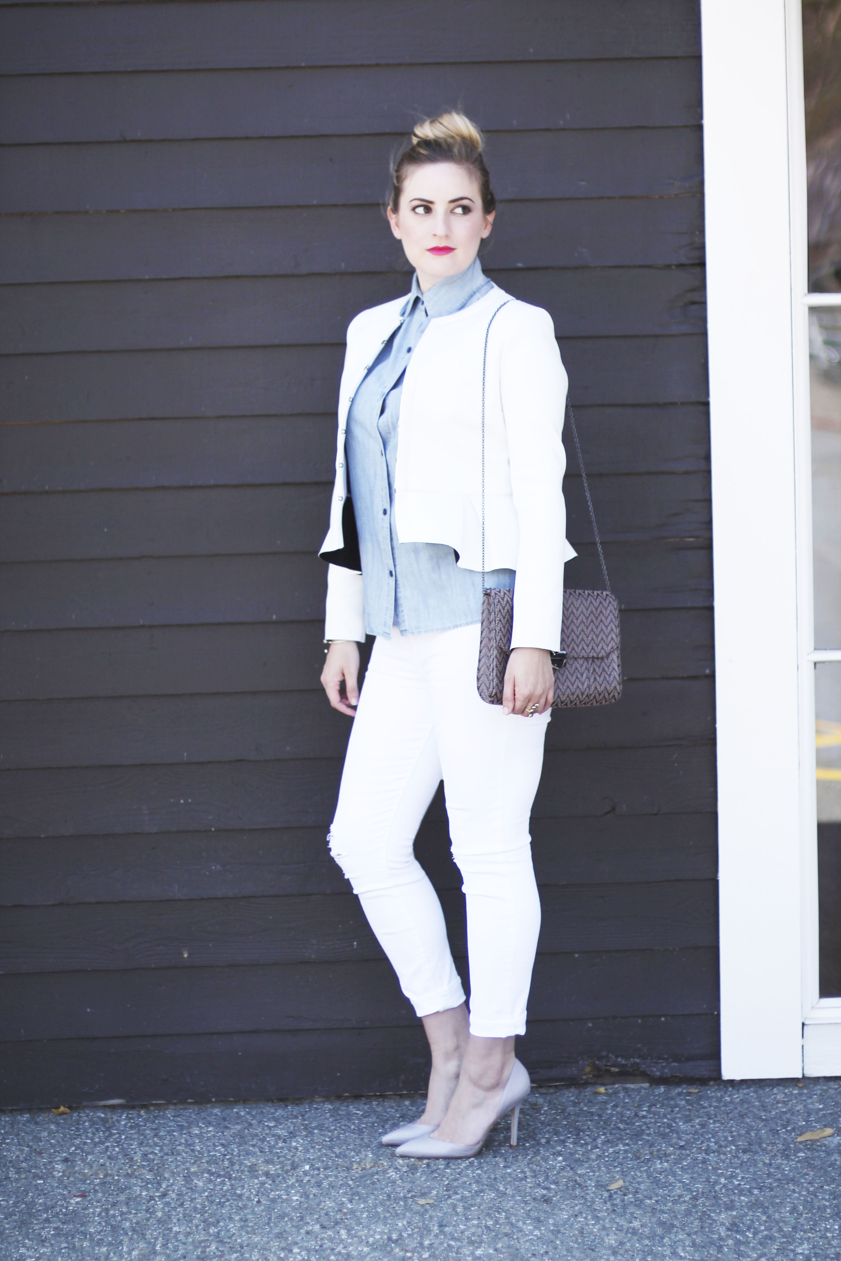 White Pants + A Chambray Top For Spring